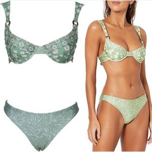 MINKPINK | Marajo Bikini Top (M) & Reversible Bottoms (L)